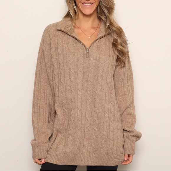 EUC Made in Italy Daniele Blasi Quarter Zip 1/4 Zip Cable Knit Wool Sweater - Picture 2 of 4